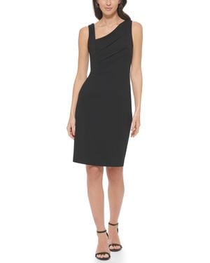 Calvin Klein Asymmetric Scuba Sheath Dress - Black