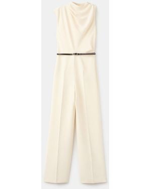 Mango Asymmetric Long Jumpsuit - Natural