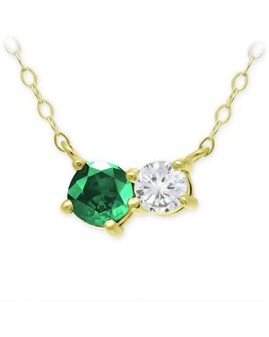 Giani Bernini Green Quartz & Cubic Zirconia Two-stone Pendant Necklace