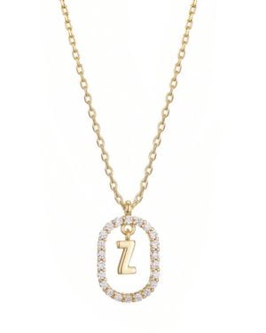 Adornia Gold Plated Cubic Zirconia Floating Letter Frame Necklace - Metallic