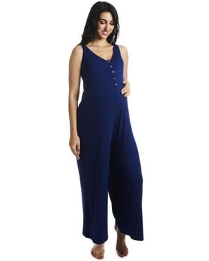 Everly Grey Maternity Luana Maternity/nursing Jumpsuit - Blue