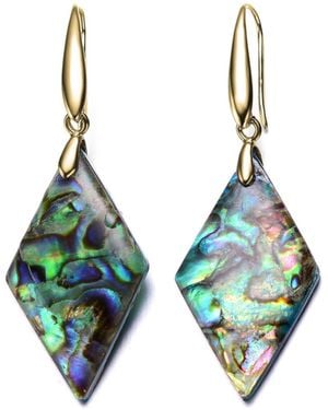 Genevive Jewelry Sterling Silver 14k Plated Abalone Kite Drop Hook Earrings - Blue