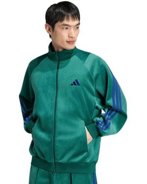 adidas Stadium Loose-fit Velour Track Jacket - Green