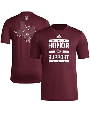 adidas Texas A M aggies Honor Support Pre-game T-shirt - Red