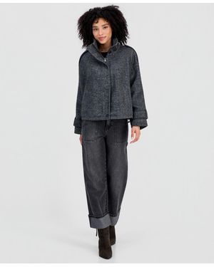 CoffeeShop Short-raglan-sleeve Coat - Blue