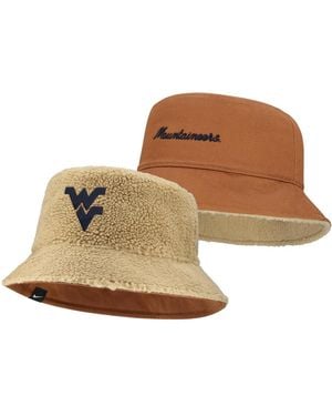 Nike And Beige/tan West Virginia Mountaineers Campus Prep Script Reversible Bucket Hat - Brown