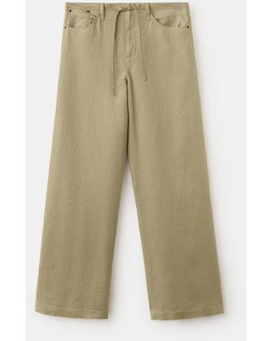 Mango Bow Linen Pants - Natural