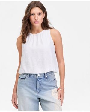 On 34th Gauze Cropped Bubble Tank Top - White