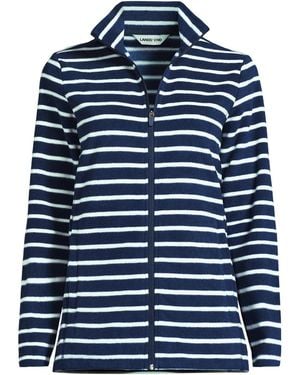 Lands' End Plus Size Anyweather Fleece Full Zip Print Jacket - Blue