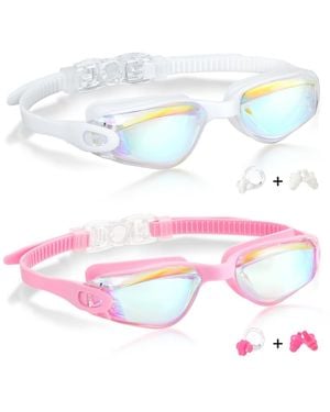 Gnuadz 2pc Swim goggles Kids Anti-fog Uv Protection Comfort Fit - White