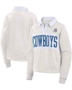 Fanatics Dallas Cowboys Heritage Play Action Rugbylong Sleeves Polo Shirt - White