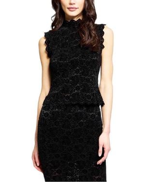 Central Park West Tessa Floral-print Sleeveless Lace Top - Black
