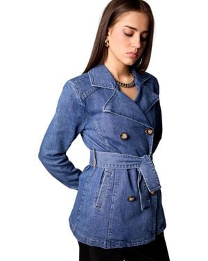 Blue Revival Gracie Double Breasted Trench Coat - Blue