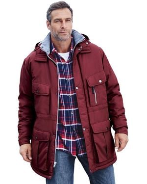 Boulder Creek Big & Tall By Kingsize Fleece-lined Parka With Detachable Hood And 6 Pockets - Red