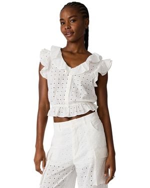 Steve Madden Mayra Ruffled V-neck Top - White