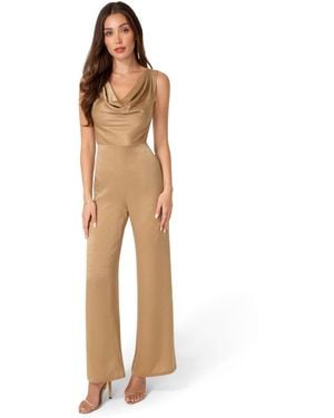 Bebe Ceycrepe Satin Cowl Jumpsuit - Natural
