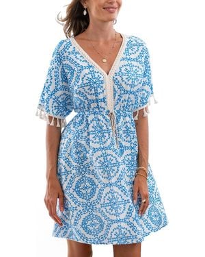 CUPSHE Good Karma Ornate Mini Beach Dress - Blue