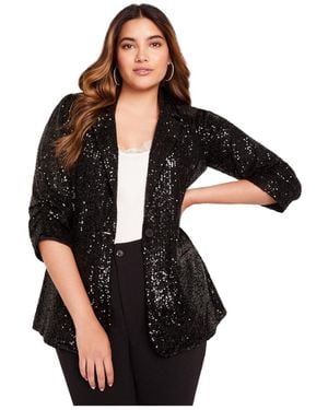 June + Vie June + Vie June + Vie Sequin Blazer - Black