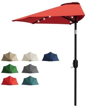 Homfan 9ft Half Patio Umbrella - Red