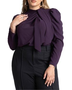 Eloquii Plus Size Drape Front Blouse - Purple