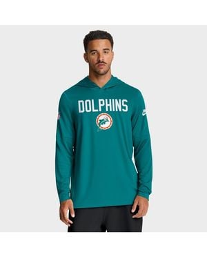 Nike Miami Dolphins Big Tall Alt Pack Dri-fit Long Sleeve Hoodie T-shirt - Blue
