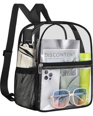 Wosofe Clear Backpack Stadium Approved 12×12×6 Clear Mini Backpack Small Transparent Backpack For Concert - Black