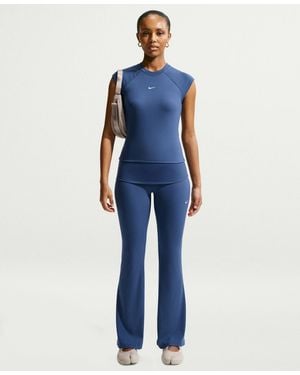 Nike Sportswear Chill Knit Mid-rise Tight Ribbed Pants - Blue