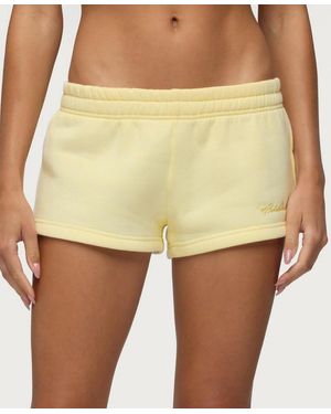 Edikted Basic Girl Low Rise Sweat Shorts - Yellow