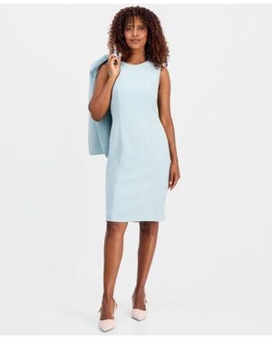 Kasper Sleeveless Seamed Sheath Dress - Blue