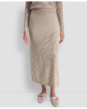 DKNY Engineered Zebra Pointelle Skirt - Natural