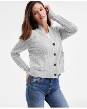 Charter Club 100 Cashmere Cable Knit Cropped Cardigan Sweater Pxs Xxl Macys Exclusive - White