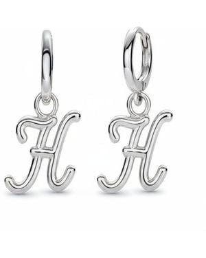 Oak & Luna Mini Signature Initial huggie Earrings - White