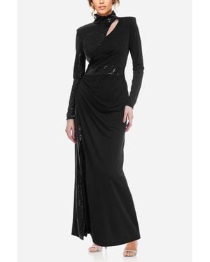 ONE33 SOCIAL The Bridgette Sleek High Neck Sequin Gown - Black