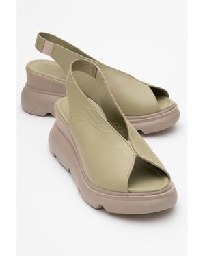 Forever & Always Shoes Sam Leather Platform Sandal () - Gray