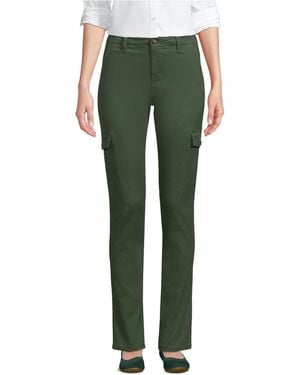 Lands' End Petite Mid Rise Slim Cargo Chino Pants - Green