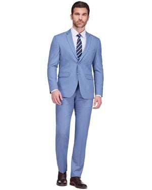 Gino Vitale 2 Piece 4 Way Stretch Notch Lapel Slim Fit Suit - Blue