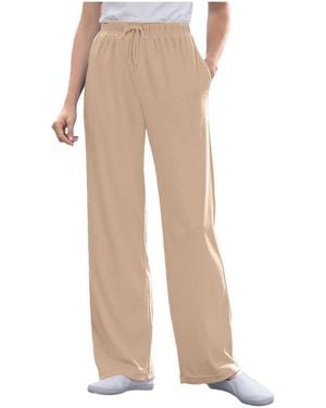 Woman Within Within Tall Sport Knit Straight-leg Pull-on Pants - Natural