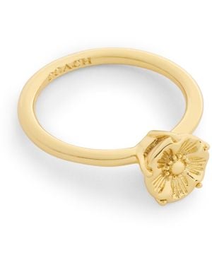Macy's Coach Crystal Teardrop Rose Prong-set Ring - Metallic