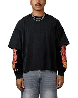 MNML Double Layer Thermal Long Sleeve T-shirt - Black