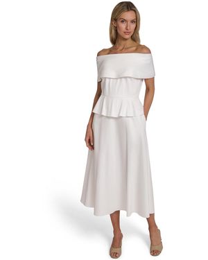 Calvin Klein Off-the-shoulder Midi Dress - White