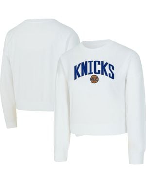 Concepts Sport New York Knicks Laney Chenille Cropped Long Sleeve T-shirt - White