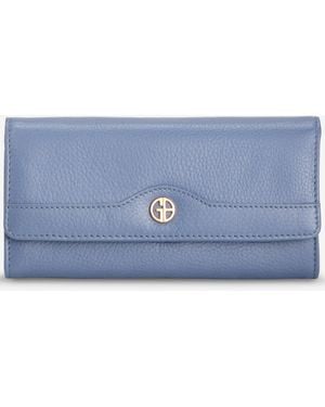 Giani Bernini Pebble Leather Receipt Wallet - Blue