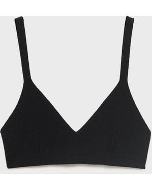 Mango Knitted Crop Top - Black