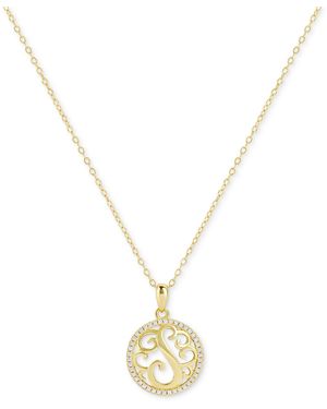Giani Bernini Cubic Zirconia S Monogram 18" Pendant Necklace - Metallic