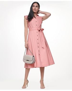 Calvin Klein Collared Midi Shirt Dress - Pink