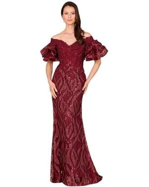 Lara Off Shoulder Mermaid Beaded Gown - Red