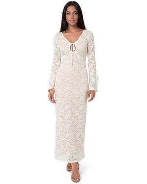 Bebe Lace Floral-print Midi Dress - White