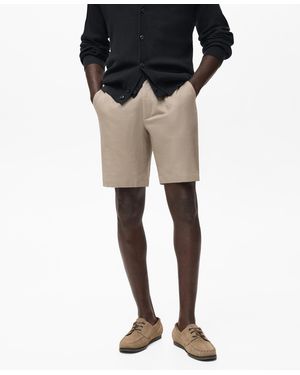 Mango Linen-cotton Blend 9.29" Bermuda Shorts - Black