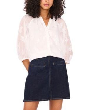 Vince Camuto Embroidered Raglan Sleeve Blouse Xxs 3x - White