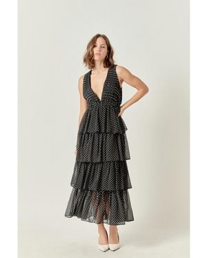 Endless Rose Tiered Polka Dot Maxi Dress - Multicolor